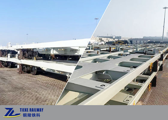 เกวียนรางรถไฟขนาด 1,000 มม. เกวียนแบบแบนจ่ายน้ำหนัก 55 ตัน AAR Air Brake Wagon