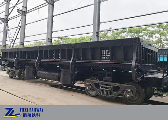 60t Load Rail Side Dump Train รถถ่านหิน Aggregates Crushed Stone Steel Slag