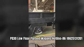 PD30 เกวียนพื้นเรียบพื้นต่ำ 30T เกวียนบำรุงรักษารถไฟฟ้า/รางเบา