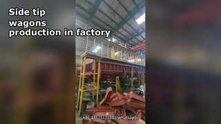 Side Tipping Wagon Dump Discharge กรวดบัลลาสต์แร่หินเกวียนรถไฟ